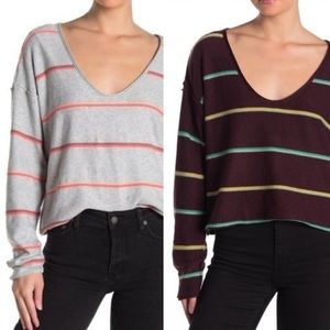 (2) Free People Make You Mine Striped Sweaters | Colors: Maroon (S) & Gray (M)